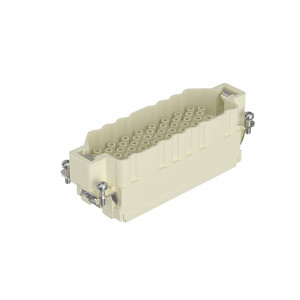 Вилочная контактная вставка HEEE-064-MC, Вилочная контактная вставка, обжимная фиксация, 64 полюса + PE, типоразмер 24B, 500V, 16A, (обжимные контакты поставляются отдельно)