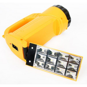 Фонарь аккумуляторный LED3819CSM 9LED + 12SMD 2 режима аккум. SLA 220В желт. 12102/ 12860