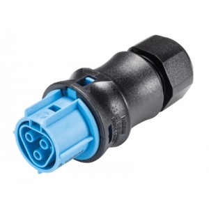 Разъем RST 20i3 96.031.4053.9, Розеточный разъем на кабель диам. 6-10 мм, IP68(69k), 3 полюса, винтовая фиксация провода, номинальные характеристики: 250/400V, 20A, цвет контактной вставки: голубой, цвет корпуса: черный, серия RST Classic
