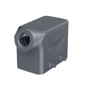 Крышка разъема H10B-SO-4P-M25, Крышка разъема на кабель, типоразмер 10B, без уплотнителя, 1 отверстие с резьбой для кабельных вводов M25x1,5, с боковым расположением, без защелок (упоры для двух защелок), материал корпуса: алюминиевый сплав