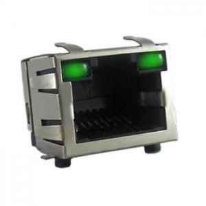 RJCSE-5381-01, Модульные соединители / соединители Ethernet RJ45;8 contacts;sh RA TH;SMT w/LEDs
