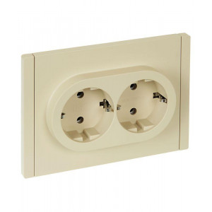 FORTE&PIANO Розетка 2-местная с заземлением без защитных шторок безвинтовое крепление 16А FP424 ваниль IEK FP-R21-16-1-K10