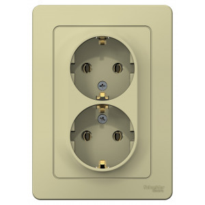 Розетка 2-м СП Blanca 16А IP20 250В с заземл. без защ. шторок беж. SE BLNRS001027