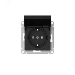 ATLASDESIGN РОЗЕТКА с заземл. со шторк. с крышкой, 16А, IP20,мех., быстрозажимные клеммы, КАРБОН ATN001046S