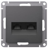 Розетка компьютерная 2-м AtlasDesign RJ45+RJ45 кат.5E механизм базальт SE ATN001485