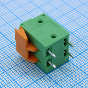 GT142V-5.08-02P-14-00, Нажимной безвинтовой клеммный блок 2 контакта. Зажим типа торцевой контакт. Серия GT142V-5.08