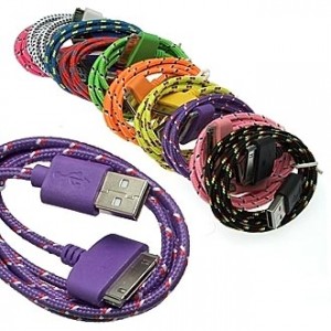 USB TO IPHONE4 ROUND BRAID 1M, Шнур для мобильных устройств USB для iPhone4, круглый, 1 м