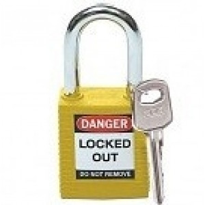 gws51346, Замки нейлоновые со стальной дужкой, высота дужки – 38 мм, диаметр дужки – 6.4 мм, нейлоновый корпус, размеры корпуса – 45х38х20 мм, цвет – желтый, 6 шт/упак