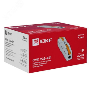 Клемма строительно-монтажная СМК проходная 222-421 1п 0.08-4кв.мм  PROxima plc-smk-421