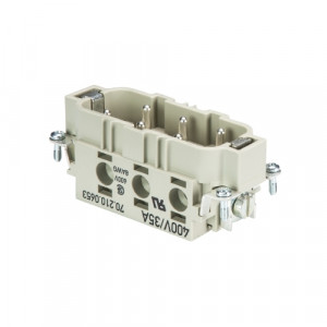 Вилочная контактная вставка POW STS 6 6,0 40 AG, Вилочная контактная вставка, винтовая фиксация, 6 полюсов + PE, типоразмер 16B, 400V, 35A, сечение обслуживаемых проводников 2,5-6 мм кв, тип покрытия контактов: серебро,