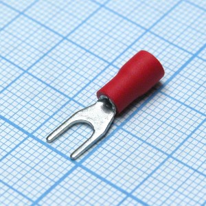 SV1.25-4S  Red, наконечник кабельный вилочный с изоляцией d=4.3мм, сеч. пров.0.5-1.5мм2