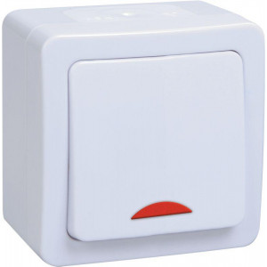 Выключатель 1-кл. ОП Гермес Plus 10А IP54 ВС20-1-1-ГПБ с индикацией цвет клавиши: бел. бел. EVMP11-K01-10-54-EC
