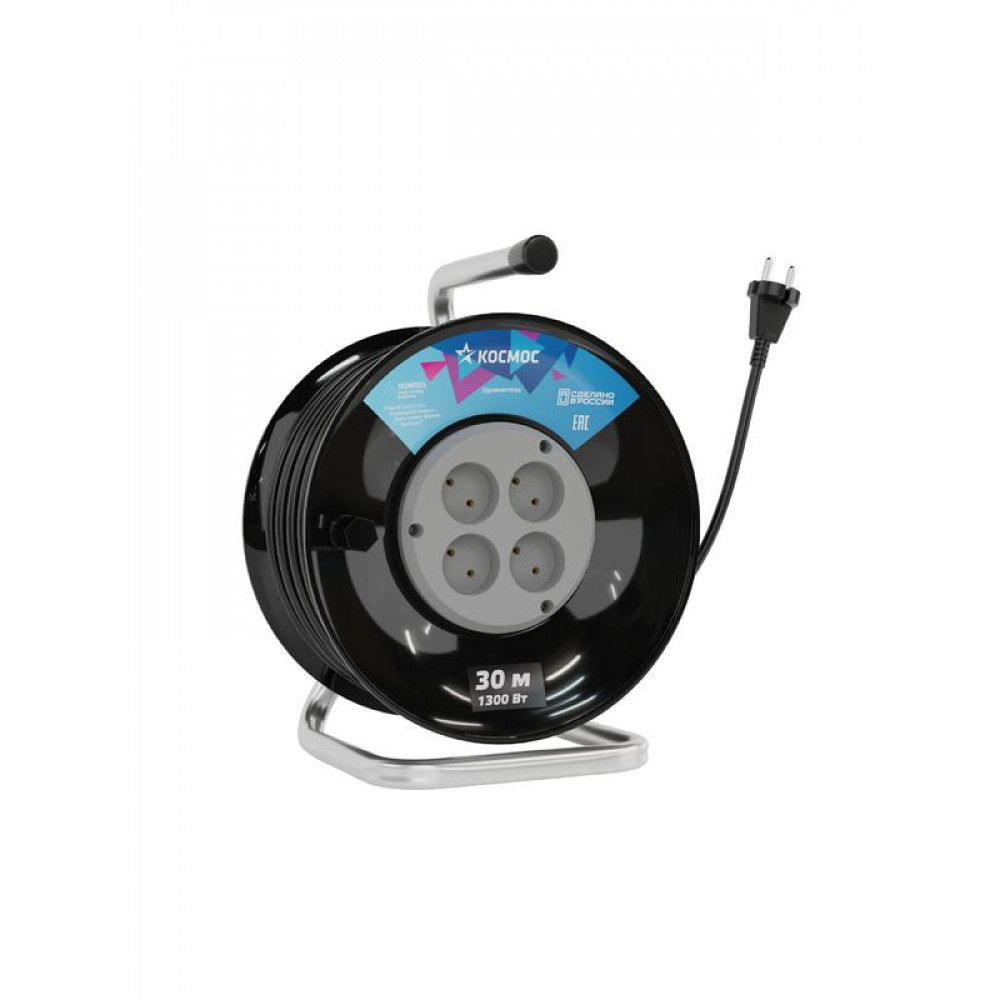 Изображение товара Удлинитель на катушке 4х30м 6А IP20 1.3кВт ПВС 2х0.75 YKKsm30m-4g(6A)