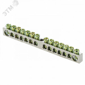 Шина PEN "ноль-земля" (6x9мм) 14 отв. цинк крепеж по центру PROxima sn1-63-14