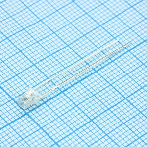 FYL-3034UBC1E, Светодиод 3мм/синий/470нм/1500мкд/прозрачный/75°/цилиндр с конусообразным углублением