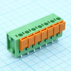DG142V-5.08-07P-14-00A(H), Нажимной безвинтовой клеммный блок 7 контактов. Зажим типа торцевой контакт. Серия DG142R-5.08