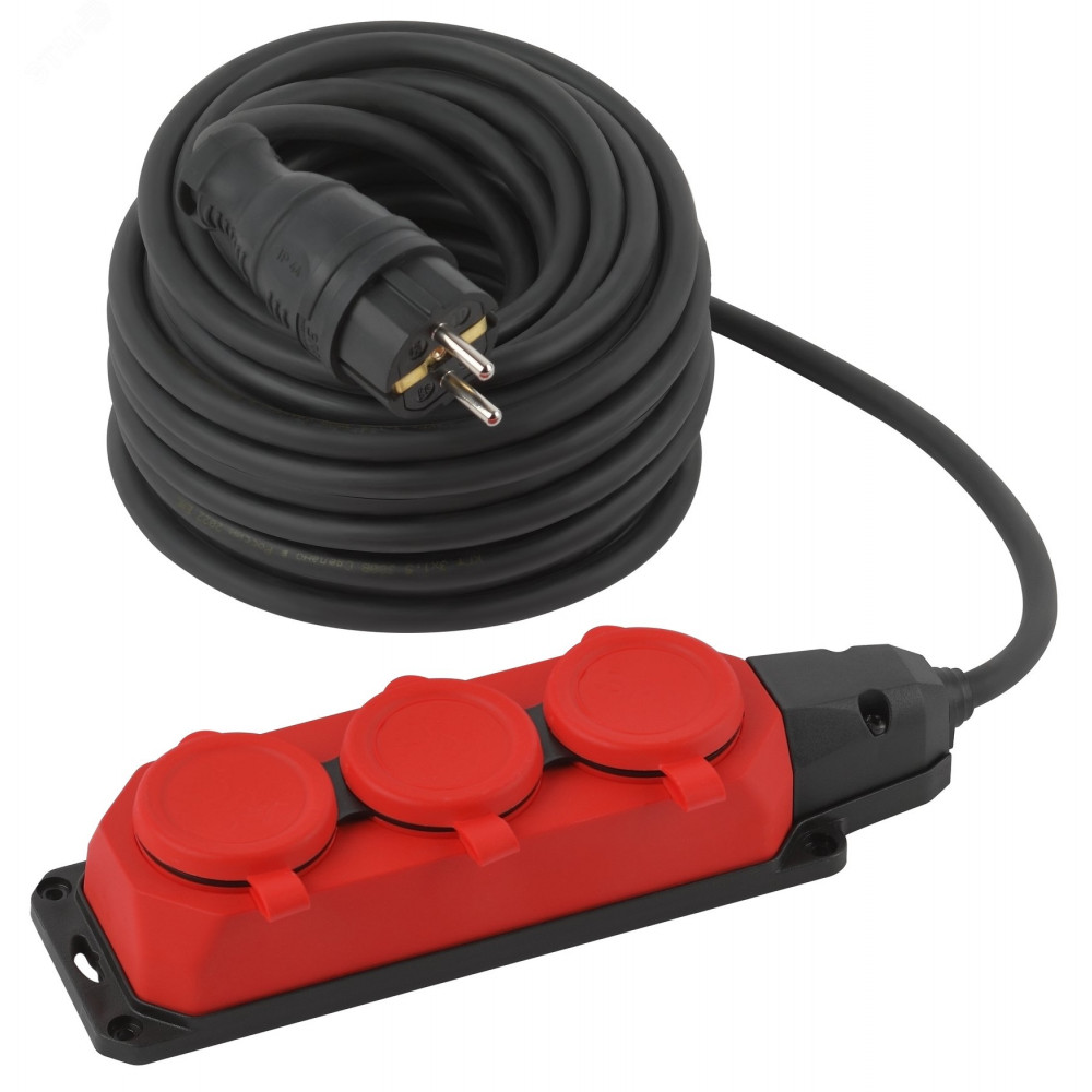 Изображение товара Удлинитель силовой UK-3e-3x1,5-20m-IP44 с заземлением и 3 розетками