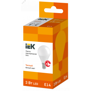 Лампа LED G45 шар 3Вт 230В 3000К E14 LLE-G45-3-230-30-E14