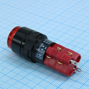 D16LAR1-2ABGR, D16LAR1-2ABGR, Переключатель кнопочный с фиксацией 250В/5А подсветка неоновая