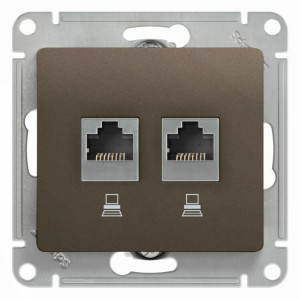 GLOSSA РОЗЕТКА двойная компьютерная RJ45+RJ45, кат.5E, механизм, ШОКОЛАД GSL000885KK