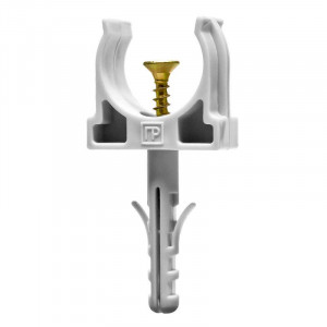 Крепеж-клипса с дюбелем и саморезом серая д20 (100шт/1200шт уп/кор) PR13.0216