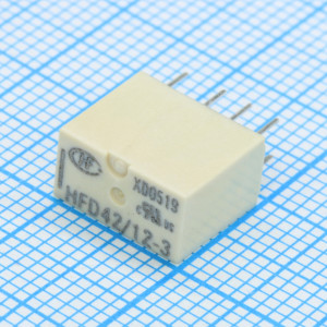 HFD42/12-3, Реле сверхминиатюрное сигнальное катушка 12В 4A две контактных группы на переключение
