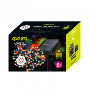 Светильник светодиодный садовый SLR-G01-100M гирлянда 100LED мультиколор с колышком на солнечн. батарее 5033405