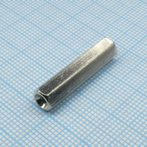 H-L2500-0600-5-03-2N, Стойка латунная никелированная для печатной платы, шестигранная, М3, 25мм, отверстие-отверстие