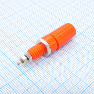 Z019 4mm Binding Post RED, Клемма приборная 4 мм, цвет изолятора красный, на панель под пайку, Imax = 19A, U=30V