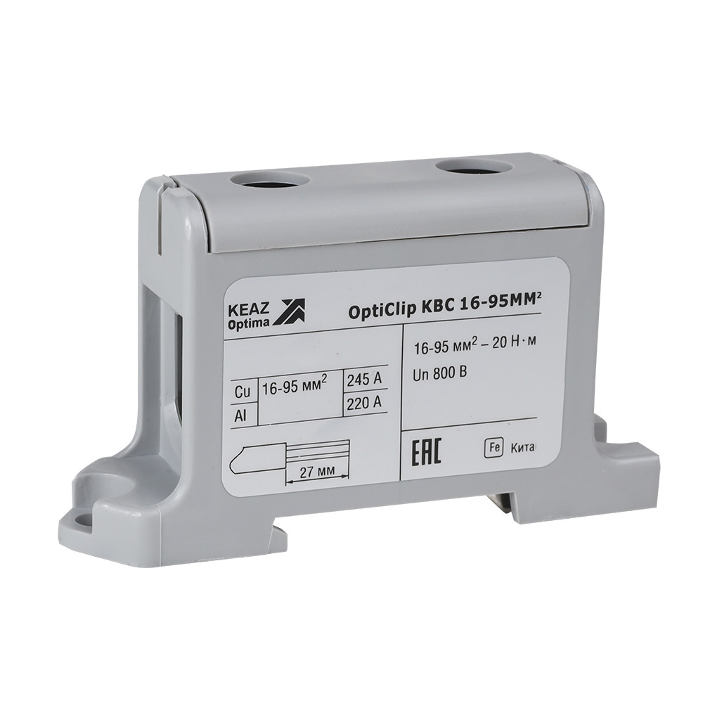 Изображение товара Клемма силовая вводная OptiClip КВС 16-95 серая для электромонтажа