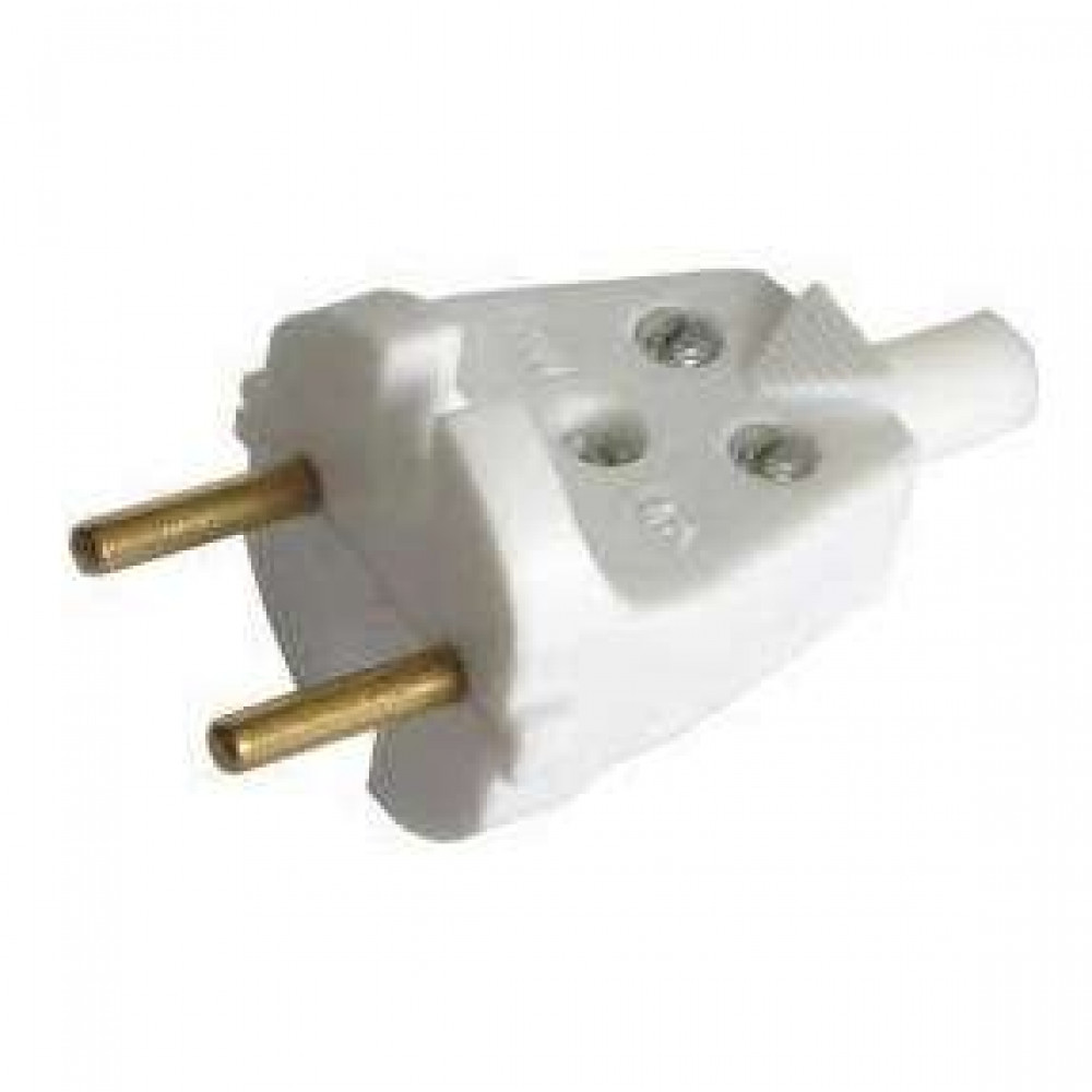 Изображение товара Вилка электрич. без заземл. бел. 6А 250В IP20 бел. с кембр. БЕЛТИЗ В6-001