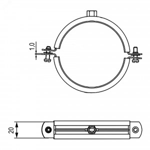 Хомут для воздуховодов с изоляцией с гайкой М8 для труб d 160 мм BHV21160