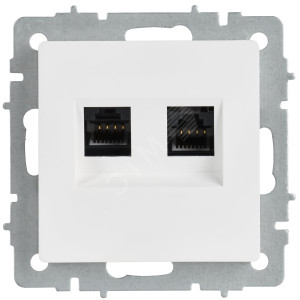BRITE Розетка компьютерная двойная кат.5E RJ45 РК10-2-БрАБ арктический белый IEK BR-K20-1-K91