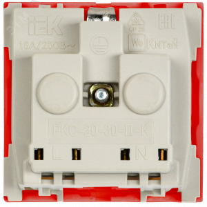 Розетка 1-м 2мод. Праймер РКС-20-32-П-К 45х45 с заземл. красн. IEK CKK-40D-RSZK2-K04-K