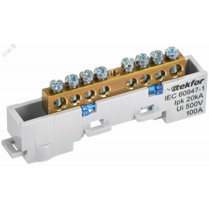 TEKFOR Шина N ноль неизолированная на универсальном держателе 6х9-8-С IEK TF-NN10-08-DL-K07