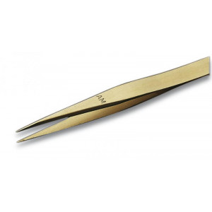 Tweezers 4.5", BRASS, STRGHT, Точный медный блестящий пинцет. Мягкий металл защищает чувствительные части от повреждения, длина 125 мм, 17 гр