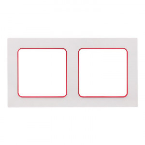 Стокгольм Рамка 2-местная белая с линией цвета красный PROxima EXM-G-305-20