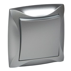 ДУЭТ 1-клавишный ВЫКЛЮЧАТЕЛЬ, сх.1, 10АХ, в сборе, СЕРЕБРИСТЫЙ C3(2) WDE000312