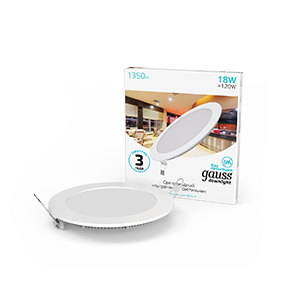 Светодиодный встраиваемый светильник ультратонкий круглый IP20 18W 4100K 1/20 (к 939111218