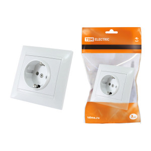 Розетка 2П+З 16А 250В с защ. шт. белая "Лама" SQ1815-0011