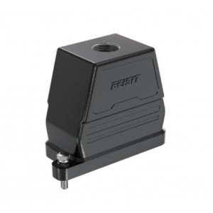 Крышка разъема HPR10B-TO-2B-M20, Крышка разъема на кабель, типоразмер 10B, без уплотнителя, 1 отверстие с резьбой для кабельных вводов M20x1,5, с верхним расположением, винтовая фиксация разъемного соединения, материал корпуса: алюминиевый сплав