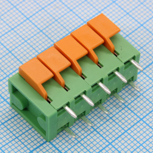 GT142V-5.08-05P-14-00, Нажимной безвинтовой клеммный блок 5 контактов. Зажим типа торцевой контакт. Серия GT142V-5.08