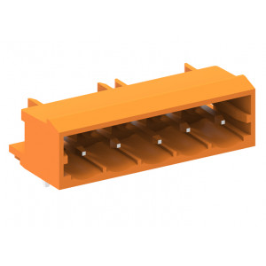 Вилочный разъем на плату 458307-00D, Вилочный разъем, горизонтальный, на плату, шаг: 5.08 мм, 7 полюсов, фиксация на плате пайкой, исполнение: стандартное, 320V, 12A, цвет: оранжевый