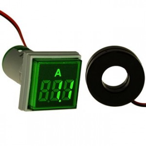 DMS-223, Цифровой LED амперметр AC 0-100А, AD16-22AMS, зеленый, установка на панель в отв d=22мм