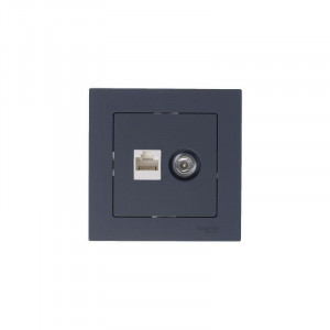 Розетка ATLASDESIGN двойная компьютерная+ТВ RJ45+TV категория 5E механизм грифель ATN000789