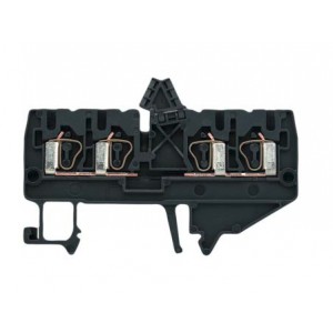 Проходная клемма WKF 2.5 D/D/35, Проходная клемма, 2 х 2 точки подключения, тип фиксации провода: пружинный, номинальное сечение: 2,5 мм кв., 24A, 800V, ширина: 5 мм, цвет: черный, тип монтажа: DIN35