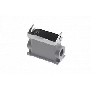 Закрытое основание разъема S16B-SMH-1L.M-M32, Основание разъема на панель, закрытое, типоразмер 16B, высокое исполнение, с уплотнителем, 1 отверстие с резьбой для кабельных вводов M32x1,5, с одной защелкой, без защитной крышки, материал корпуса: алюминиевый сплав