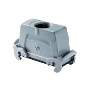 Крышка разъема BAS GOT GK 24H M32 A1, Крышка разъема на кабель, типоразмер 24B, высокое исполнение, с уплотнителем, 1 отверстие с резьбой для кабельных вводов M32x1,5, с верхним расположением, с двумя защелками, материал корпуса: алюминиевый сплав