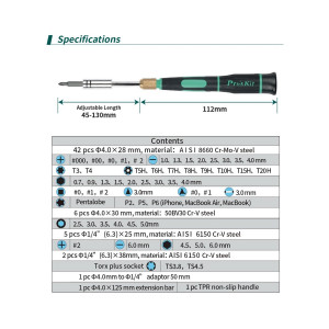 SD-9828, Отвертка со сменными битами и насадками (58шт)