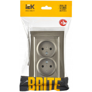 Розетка 2-м СП BRITE РС12-2-БрШ 10А в сборе без заземл. без защ. шторок шампань BR-R20-10-K37-F